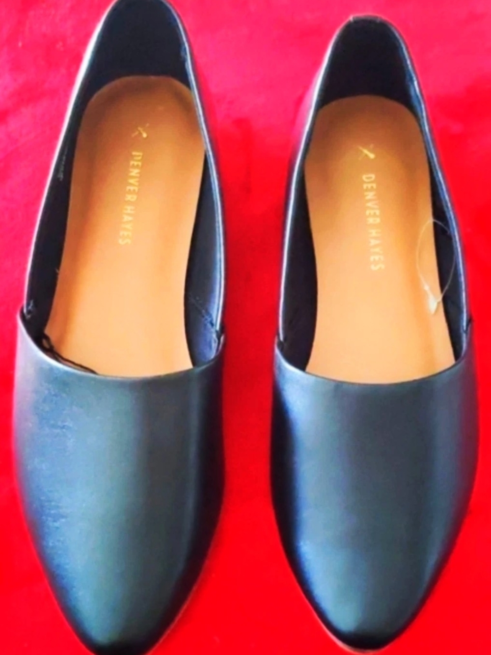 Denver Hayes Womens 8.5 Aislinn Black Leather Flats